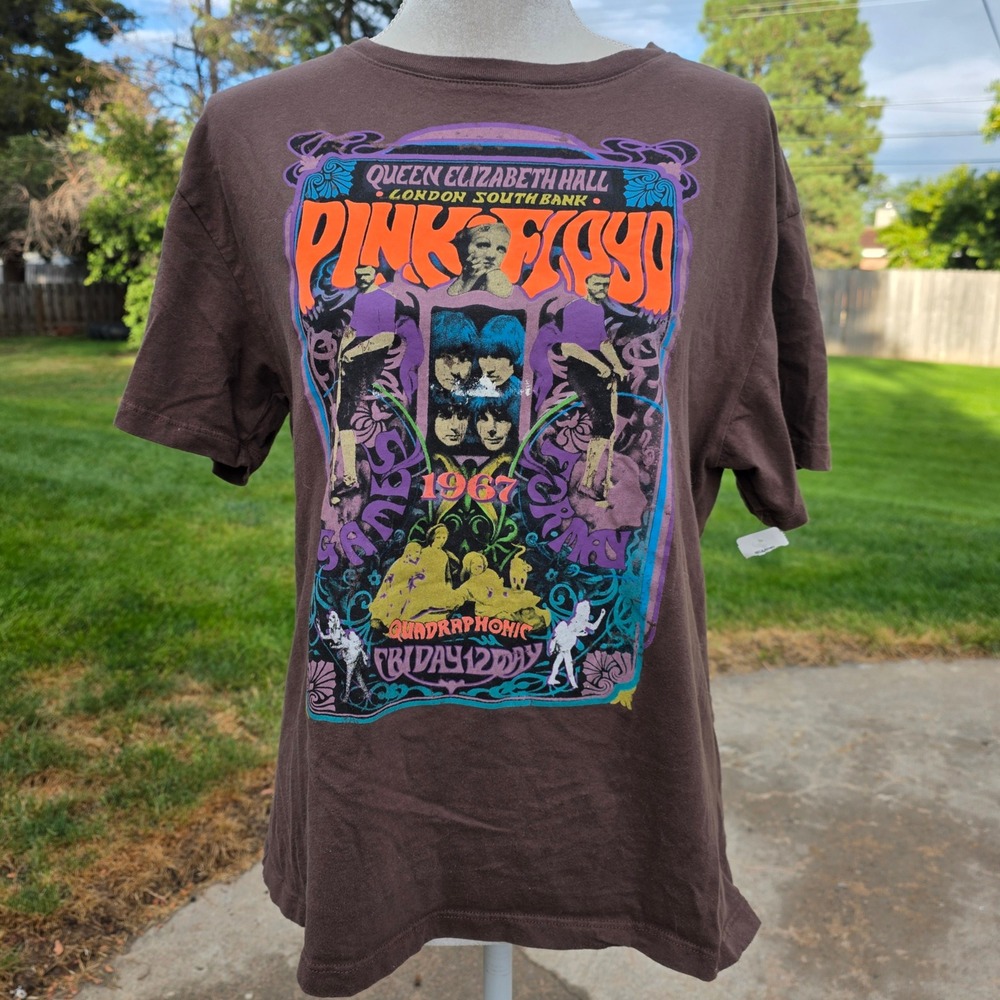 Pink Floyd 1967 Queen‎ Elizabeth Hall Brown Graphic T-Shirt